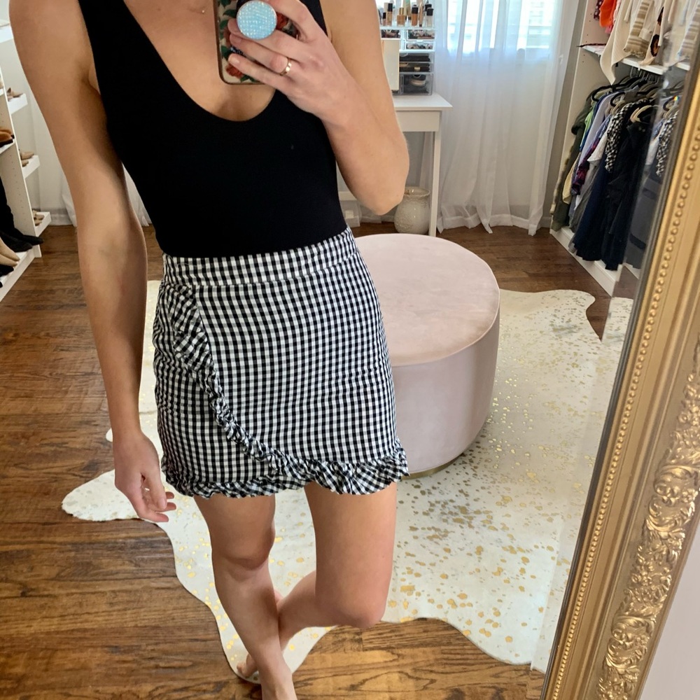 Parisian Frill Black & White Gingham Skirt